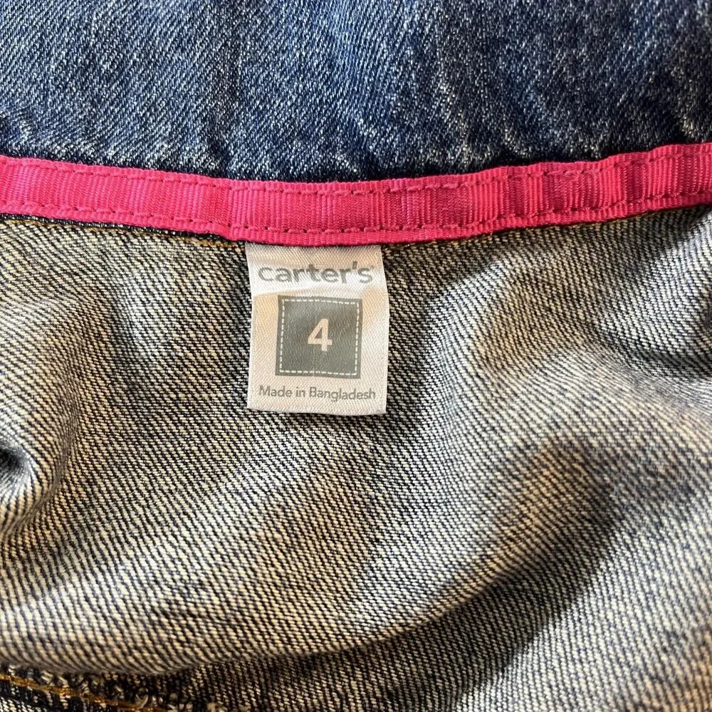 Carters Jean Jacket Girls 4 Blue Denim Snap Front Pockets Casual Outerwear
